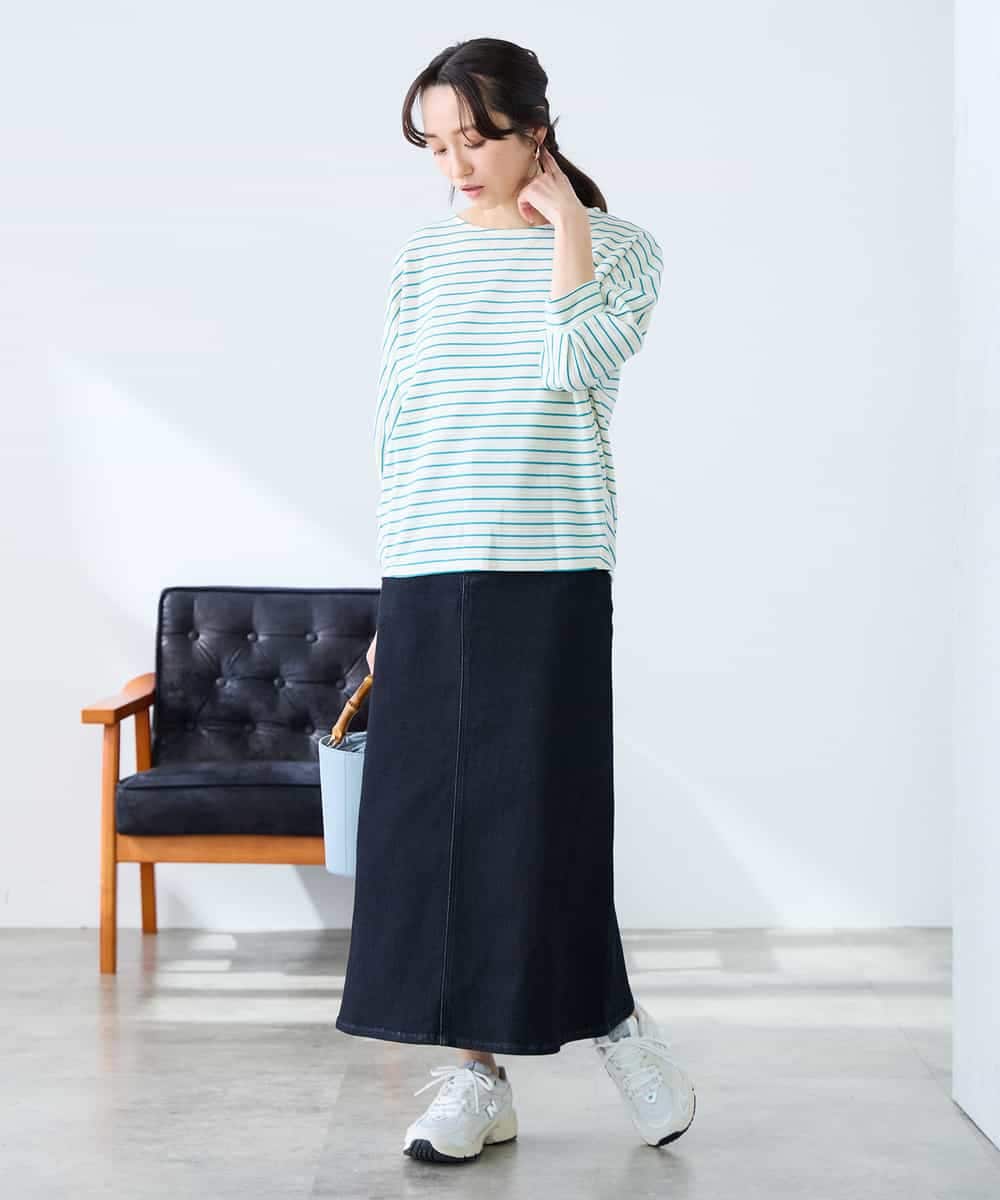 K3KFD03039 a.v.v Elmi(アー・ヴェ・ヴェ) 【低身長サイズ】ボーダードルマントップス ライトイエロー