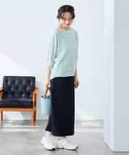 K3KFD03039 a.v.v Elmi(アー・ヴェ・ヴェ) 【低身長サイズ】ボーダードルマントップス ライトイエロー