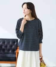 K3KFD03039 a.v.v Elmi(アー・ヴェ・ヴェ) 【低身長サイズ】ボーダードルマントップス ライトイエロー