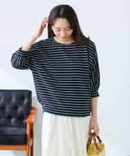 K3KFD03039 a.v.v Elmi(アー・ヴェ・ヴェ) 【低身長サイズ】ボーダードルマントップス ライトイエロー