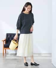 K3KFD03039 a.v.v Elmi(アー・ヴェ・ヴェ) 【低身長サイズ】ボーダードルマントップス ライトイエロー