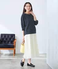 K3KFD03039 a.v.v Elmi(アー・ヴェ・ヴェ) 【低身長サイズ】ボーダードルマントップス ライトイエロー