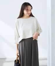 K3KFD03039 a.v.v Elmi(アー・ヴェ・ヴェ) 【低身長サイズ】ボーダードルマントップス ライトイエロー