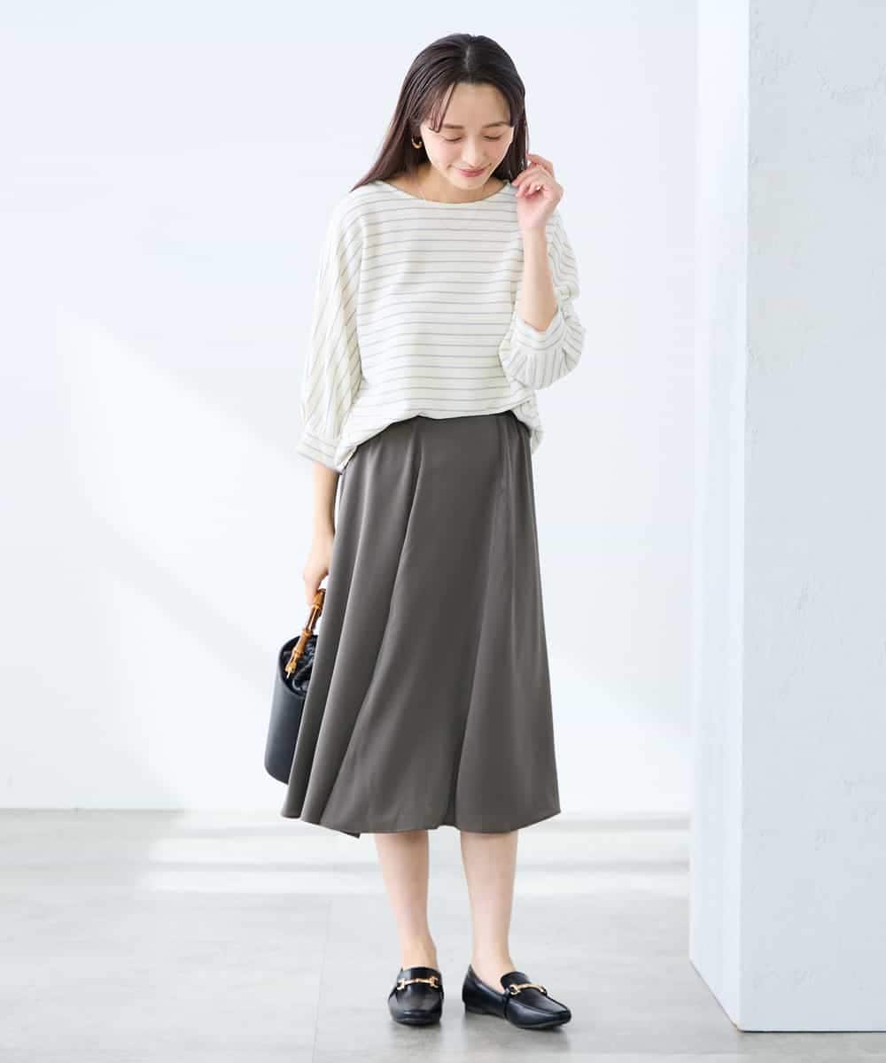 K3KFD03039 a.v.v Elmi(アー・ヴェ・ヴェ) 【低身長サイズ】ボーダードルマントップス ライトイエロー