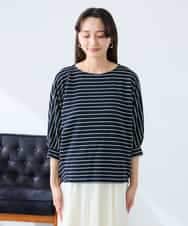 K3KFD03039 a.v.v Elmi(アー・ヴェ・ヴェ) 【低身長サイズ】ボーダードルマントップス ライトイエロー