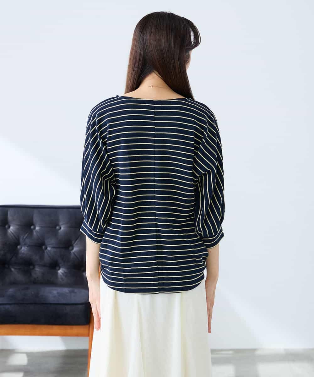 K3KFD03039 a.v.v Elmi(アー・ヴェ・ヴェ) 【低身長サイズ】ボーダードルマントップス ライトイエロー