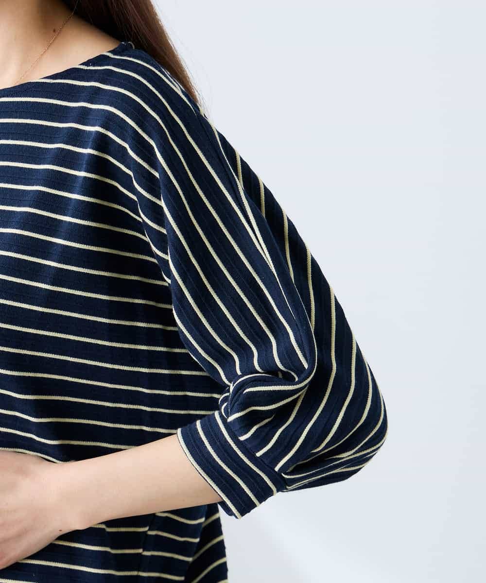 K3KFD03039 a.v.v Elmi(アー・ヴェ・ヴェ) 【低身長サイズ】ボーダードルマントップス ライトイエロー