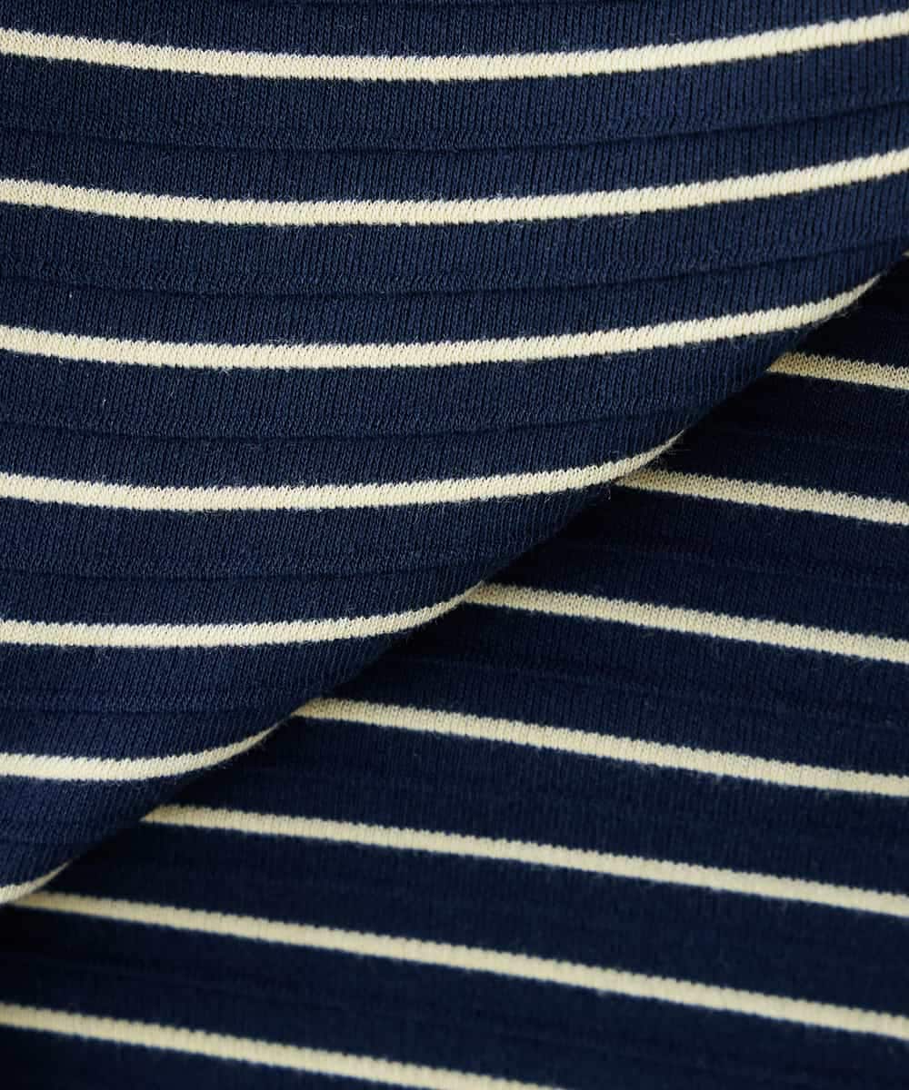 K3KFD03039 a.v.v Elmi(アー・ヴェ・ヴェ) 【低身長サイズ】ボーダードルマントップス ライトイエロー