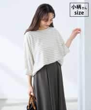 K3KFD03039 a.v.v Elmi(アー・ヴェ・ヴェ) 【低身長サイズ】ボーダードルマントップス アイボリー