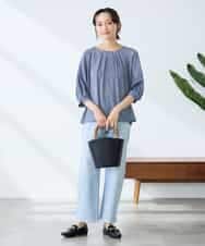 K3KFD21039 a.v.v Elmi(アー・ヴェ・ヴェ) 【低身長サイズ】タックスリーブストライプカットソー ライトブルー