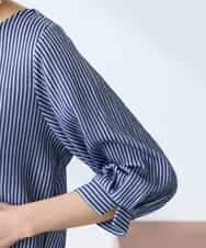 K3KFD21039 a.v.v Elmi(アー・ヴェ・ヴェ) 【低身長サイズ】タックスリーブストライプカットソー ライトブルー