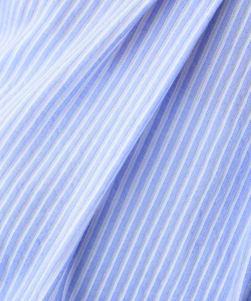 K3KFD21039 a.v.v Elmi(アー・ヴェ・ヴェ) 【低身長サイズ】タックスリーブストライプカットソー ライトブルー