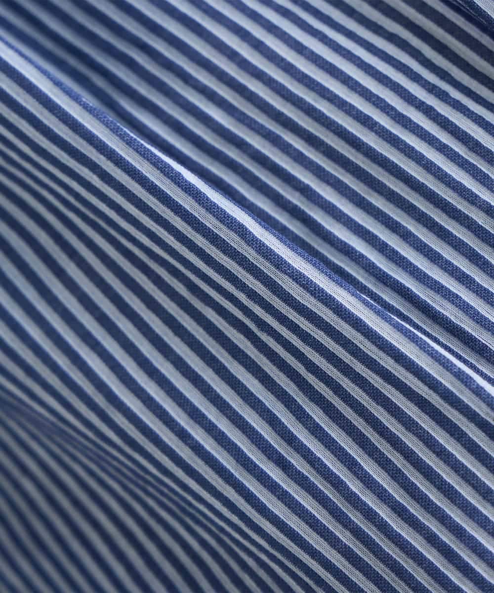 K3KFD21039 a.v.v Elmi(アー・ヴェ・ヴェ) 【低身長サイズ】タックスリーブストライプカットソー ライトブルー