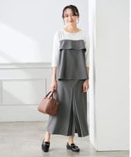 K3KFD23049 a.v.v Elmi(アー・ヴェ・ヴェ) 【低身長サイズ】ビスチェドッキング七分袖カットソー グレー