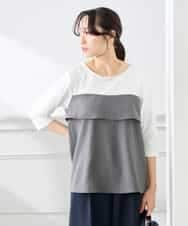 K3KFD23049 a.v.v Elmi(アー・ヴェ・ヴェ) 【低身長サイズ】ビスチェドッキング七分袖カットソー グレー