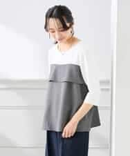 K3KFD23049 a.v.v Elmi(アー・ヴェ・ヴェ) 【低身長サイズ】ビスチェドッキング七分袖カットソー グレー