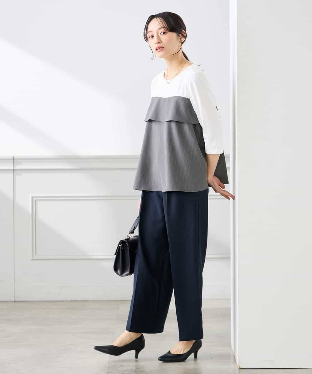 K3KFD23049 a.v.v Elmi(アー・ヴェ・ヴェ) 【低身長サイズ】ビスチェドッキング七分袖カットソー グレー