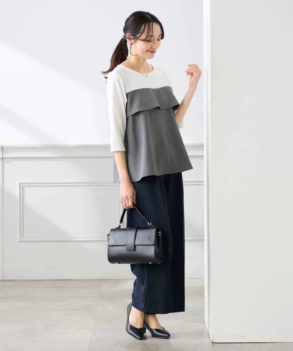 K3KFD23049 a.v.v Elmi(アー・ヴェ・ヴェ) 【低身長サイズ】ビスチェドッキング七分袖カットソー グレー