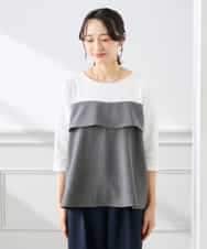 K3KFD23049 a.v.v Elmi(アー・ヴェ・ヴェ) 【低身長サイズ】ビスチェドッキング七分袖カットソー グレー