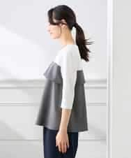 K3KFD23049 a.v.v Elmi(アー・ヴェ・ヴェ) 【低身長サイズ】ビスチェドッキング七分袖カットソー グレー