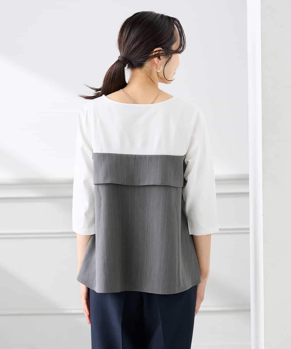 K3KFD23049 a.v.v Elmi(アー・ヴェ・ヴェ) 【低身長サイズ】ビスチェドッキング七分袖カットソー グレー