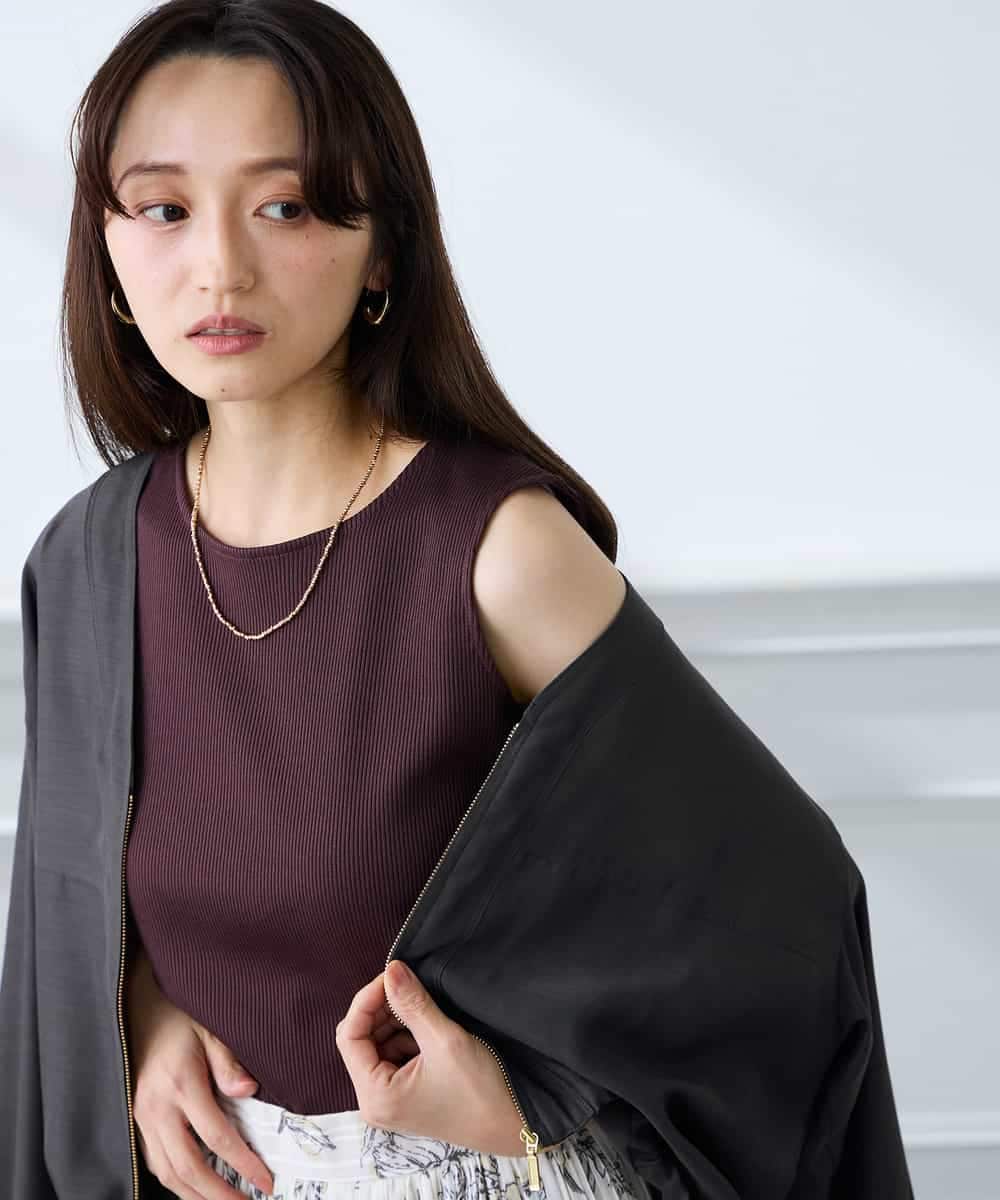 K3KGD01024 a.v.v Elmi(アー・ヴェ・ヴェ) 【低身長サイズ】ベーシックテレコタンクトップ ブラウン