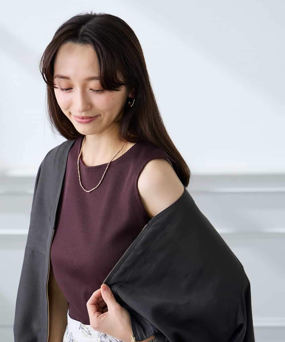 K3KGD01024 a.v.v Elmi(アー・ヴェ・ヴェ) 【低身長サイズ】ベーシックテレコタンクトップ ブラウン