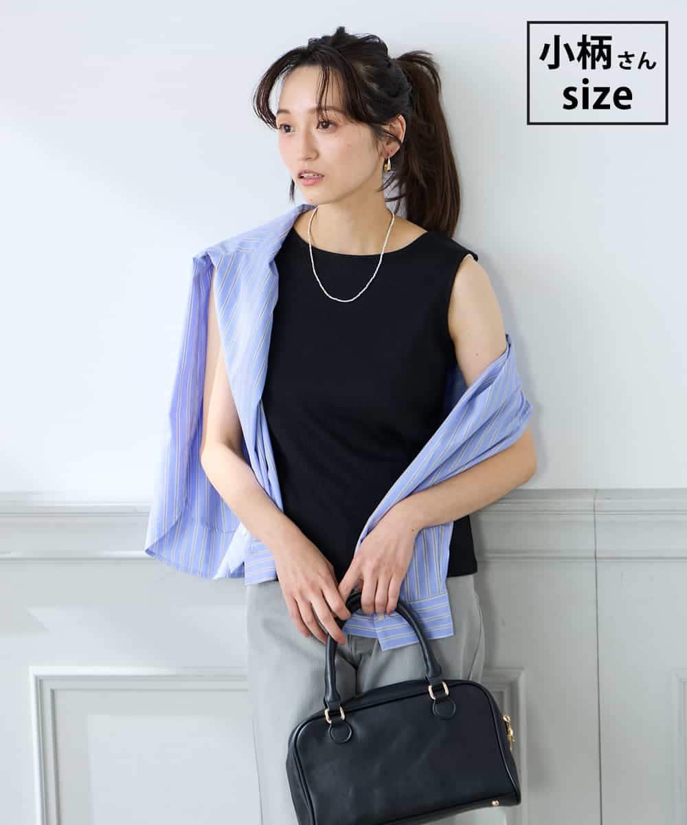 K3KGD01024 a.v.v Elmi(アー・ヴェ・ヴェ) 【低身長サイズ】ベーシックテレコタンクトップ ブラック