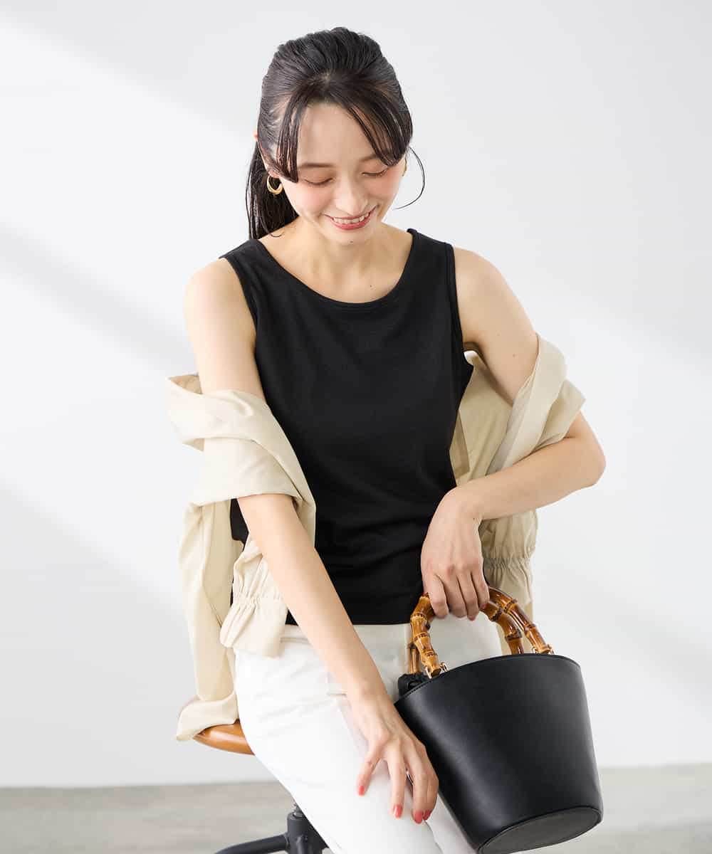 K3KGD08019 a.v.v Elmi(アー・ヴェ・ヴェ) 【低身長サイズ】【前後2WAY】ラメタンクトップ ベージュ