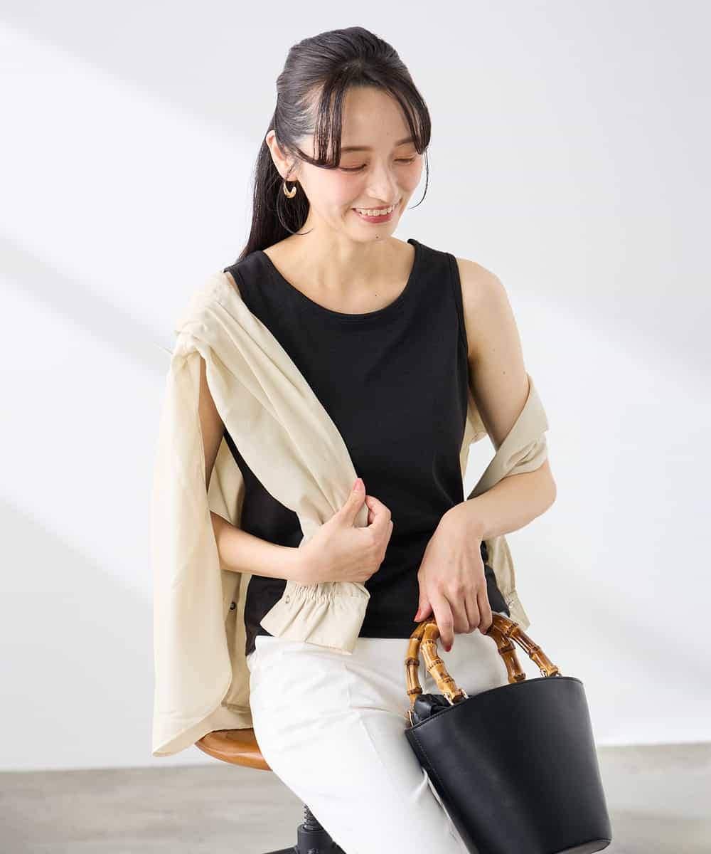 K3KGD08019 a.v.v Elmi(アー・ヴェ・ヴェ) 【低身長サイズ】【前後2WAY】ラメタンクトップ ベージュ