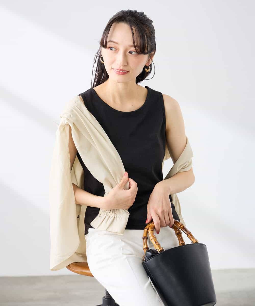 K3KGD08019 a.v.v Elmi(アー・ヴェ・ヴェ) 【低身長サイズ】【前後2WAY】ラメタンクトップ ベージュ