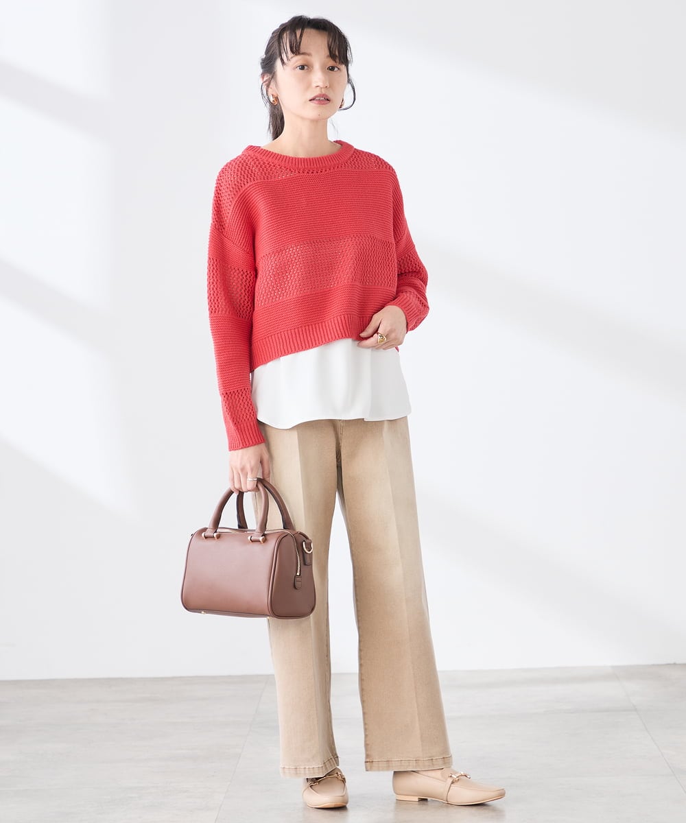 K3KGD10024 a.v.v Elmi(アー・ヴェ・ヴェ) 【低身長サイズ】【イージーケア】ラウンドヘムロングタンクトップ グレージュ