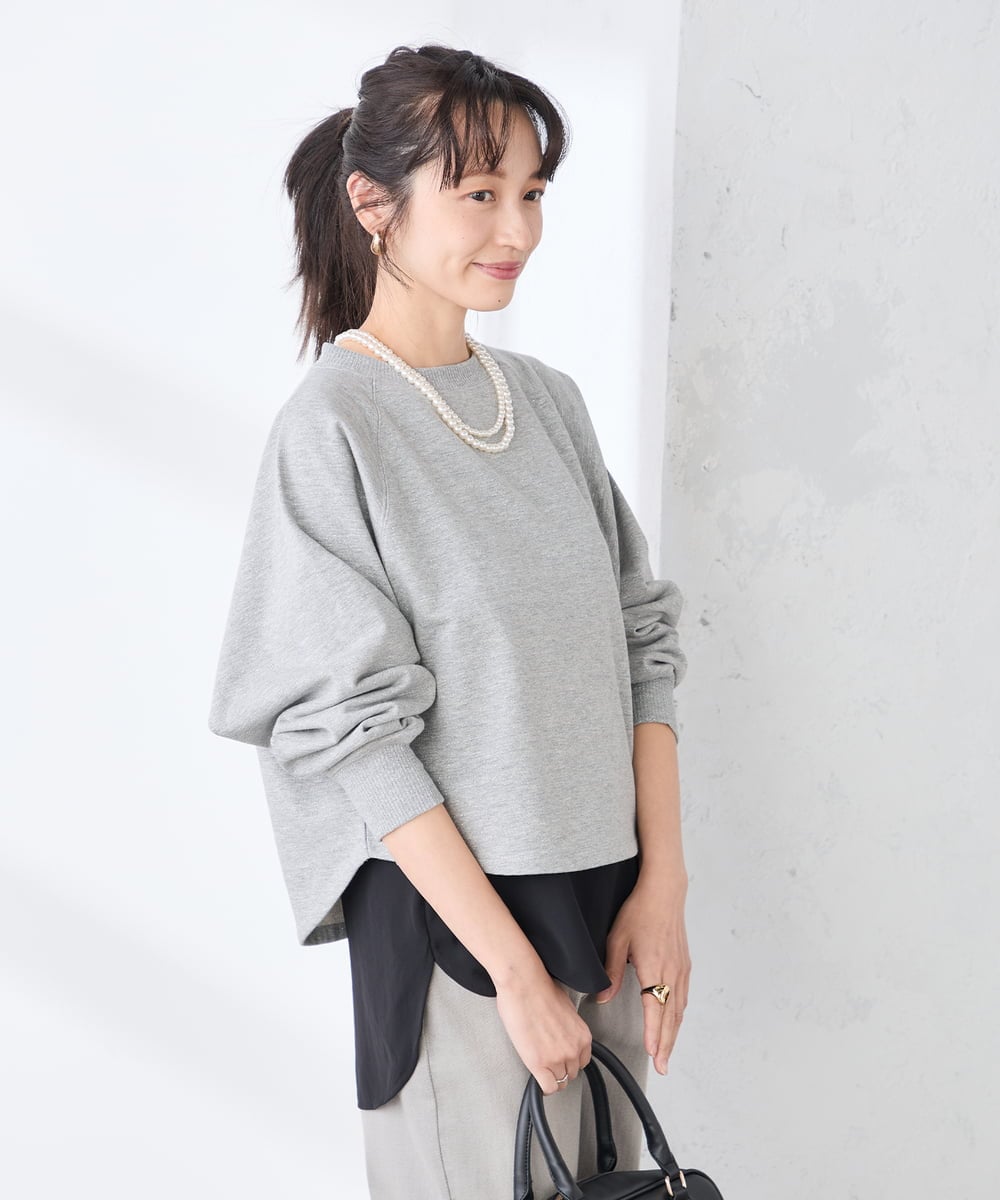 K3KGD10024 a.v.v Elmi(アー・ヴェ・ヴェ) 【低身長サイズ】【イージーケア】ラウンドヘムロングタンクトップ グレージュ