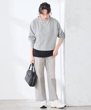 K3KGD10024 a.v.v Elmi(アー・ヴェ・ヴェ) 【低身長サイズ】【イージーケア】ラウンドヘムロングタンクトップ グレージュ