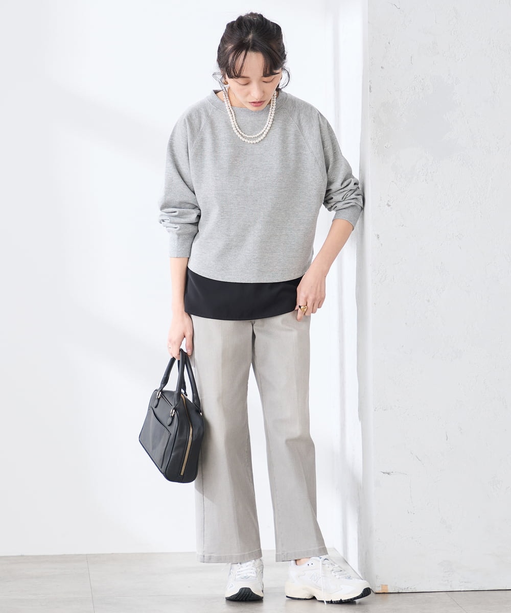 K3KGD10024 a.v.v Elmi(アー・ヴェ・ヴェ) 【低身長サイズ】【イージーケア】ラウンドヘムロングタンクトップ グレージュ