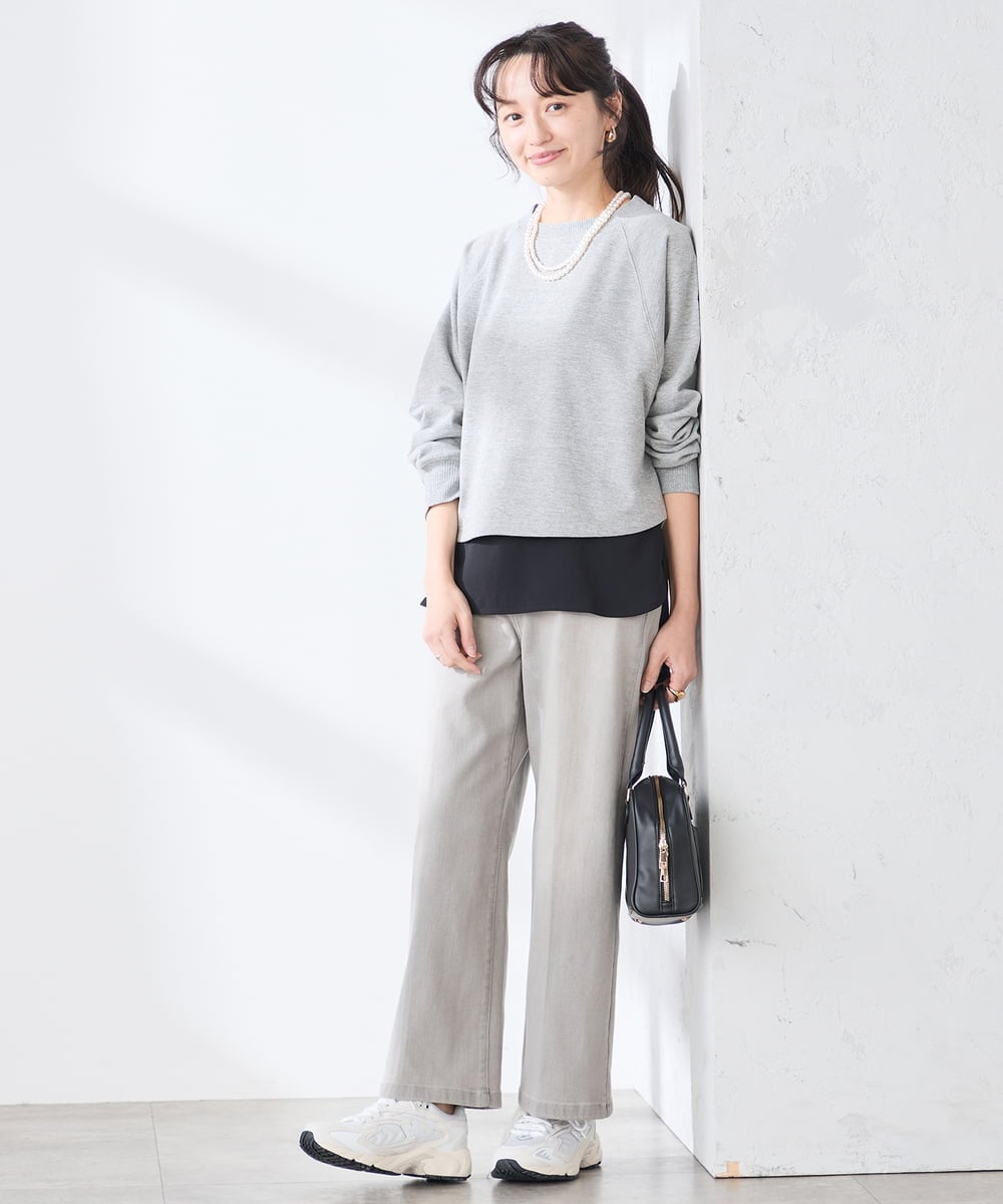 K3KGD10024 a.v.v Elmi(アー・ヴェ・ヴェ) 【低身長サイズ】【イージーケア】ラウンドヘムロングタンクトップ グレージュ