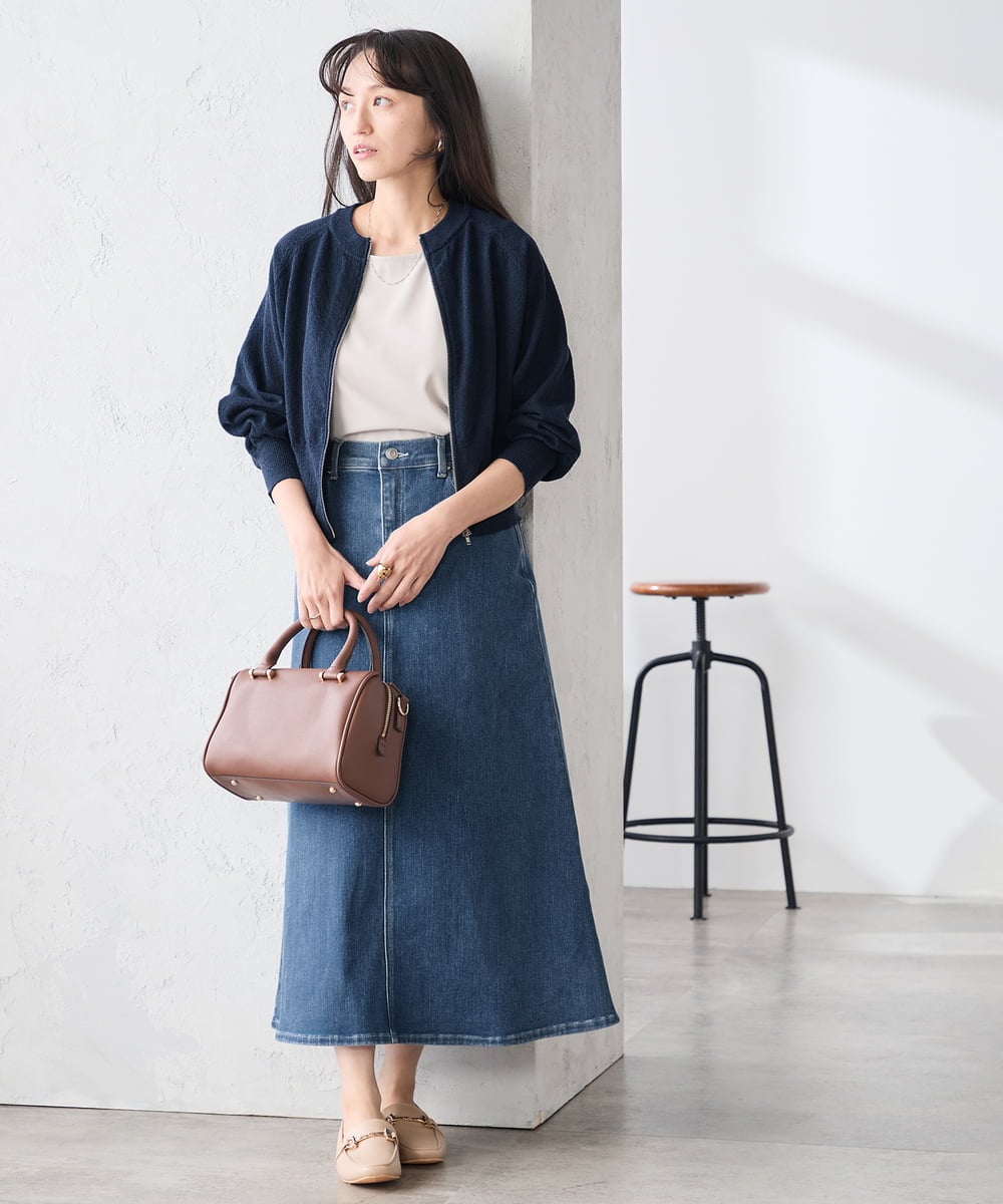 K3KGD10024 a.v.v Elmi(アー・ヴェ・ヴェ) 【低身長サイズ】【イージーケア】ラウンドヘムロングタンクトップ グレージュ