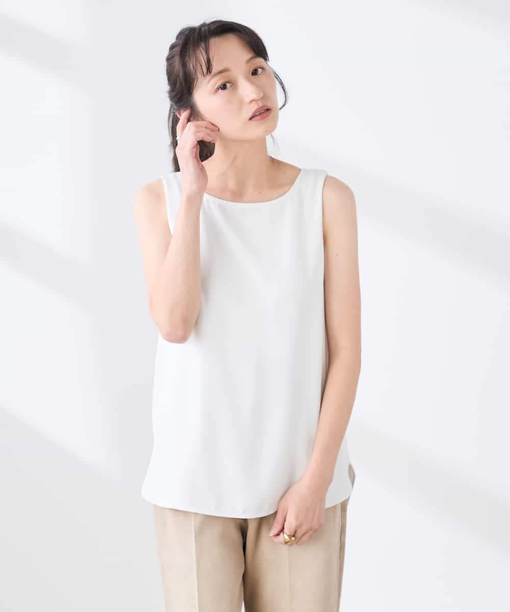 K3KGD10024 a.v.v Elmi(アー・ヴェ・ヴェ) 【低身長サイズ】【イージーケア】ラウンドヘムロングタンクトップ グレージュ