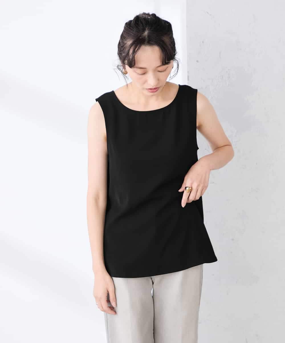 K3KGD10024 a.v.v Elmi(アー・ヴェ・ヴェ) 【低身長サイズ】【イージーケア】ラウンドヘムロングタンクトップ グレージュ