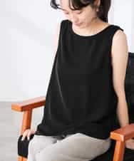 K3KGD10024 a.v.v Elmi(アー・ヴェ・ヴェ) 【低身長サイズ】【イージーケア】ラウンドヘムロングタンクトップ グレージュ