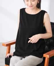 K3KGD10024 a.v.v Elmi(アー・ヴェ・ヴェ) 【低身長サイズ】【イージーケア】ラウンドヘムロングタンクトップ グレージュ