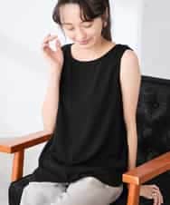 K3KGD10024 a.v.v Elmi(アー・ヴェ・ヴェ) 【低身長サイズ】【イージーケア】ラウンドヘムロングタンクトップ グレージュ