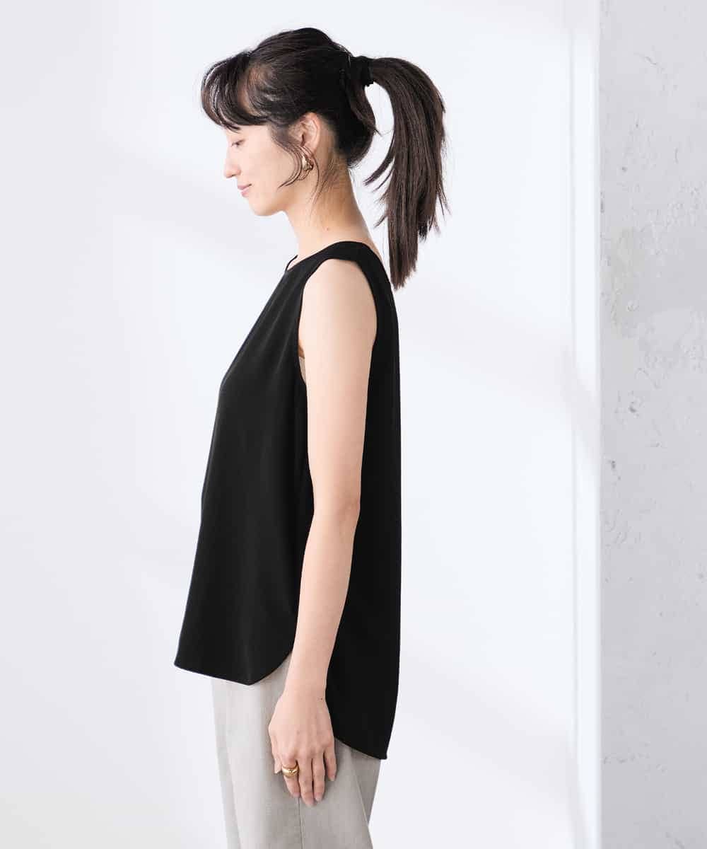 K3KGD10024 a.v.v Elmi(アー・ヴェ・ヴェ) 【低身長サイズ】【イージーケア】ラウンドヘムロングタンクトップ グレージュ