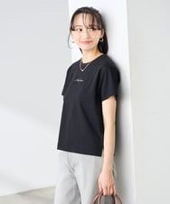 K3KGD28029 a.v.v Elmi(アー・ヴェ・ヴェ) 【低身長サイズ/UVカット/接触冷感】コンパクトロゴTシャツ グレージュ