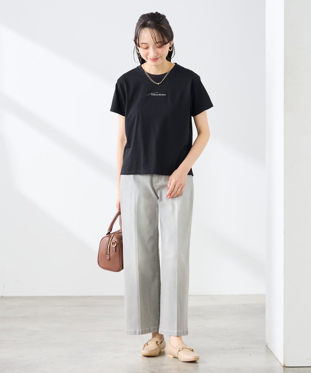 K3KGD28029 a.v.v Elmi(アー・ヴェ・ヴェ) 【低身長サイズ/UVカット/接触冷感】コンパクトロゴTシャツ グレージュ