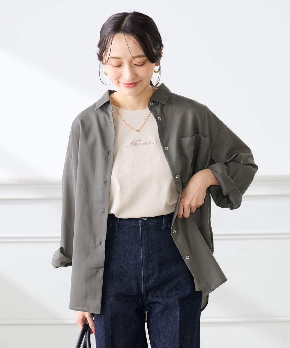 K3KGD28029 a.v.v Elmi(アー・ヴェ・ヴェ) 【低身長サイズ/UVカット/接触冷感】コンパクトロゴTシャツ グレージュ