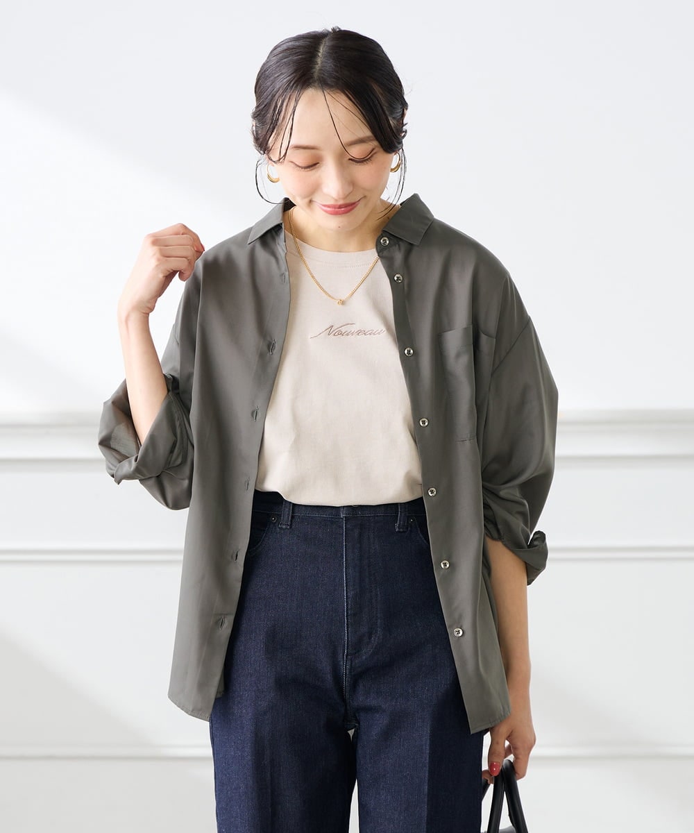 K3KGD28029 a.v.v Elmi(アー・ヴェ・ヴェ) 【低身長サイズ/UVカット/接触冷感】コンパクトロゴTシャツ グレージュ