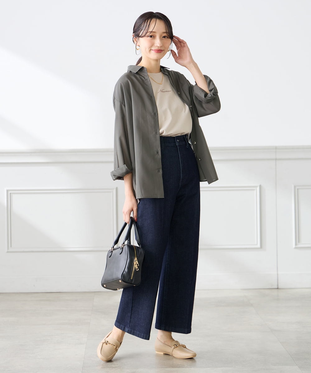 K3KGD28029 a.v.v Elmi(アー・ヴェ・ヴェ) 【低身長サイズ/UVカット/接触冷感】コンパクトロゴTシャツ グレージュ