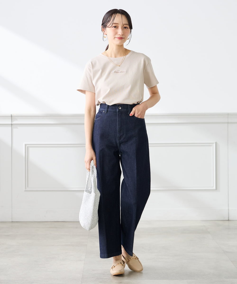 K3KGD28029 a.v.v Elmi(アー・ヴェ・ヴェ) 【低身長サイズ/UVカット/接触冷感】コンパクトロゴTシャツ グレージュ