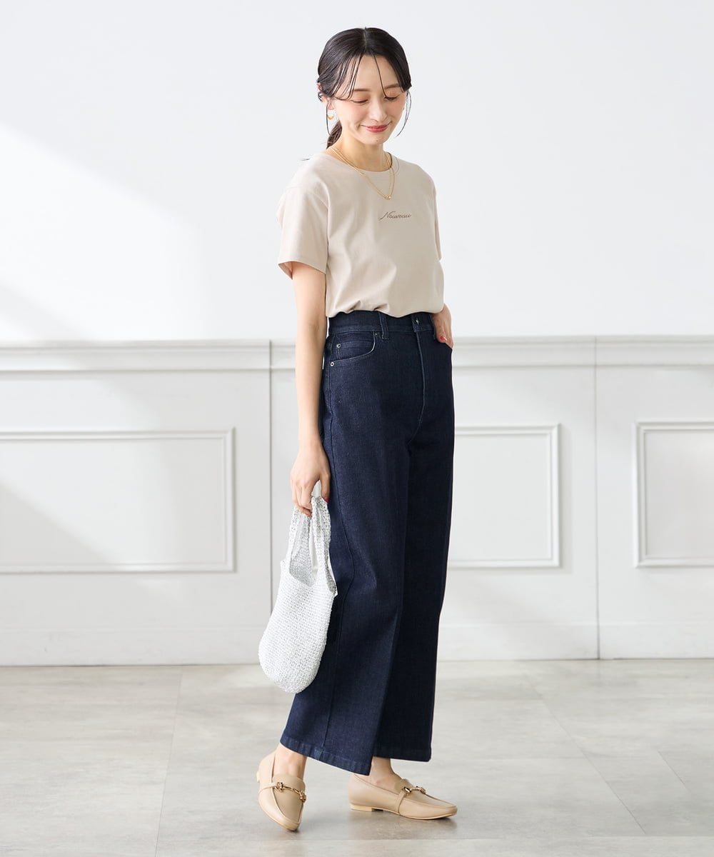 K3KGD28029 a.v.v Elmi(アー・ヴェ・ヴェ) 【低身長サイズ/UVカット/接触冷感】コンパクトロゴTシャツ グレージュ